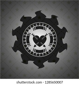 heart with two arrows icon inside black badge