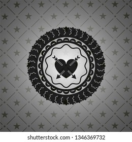 heart with two arrows icon inside dark badge or emblem