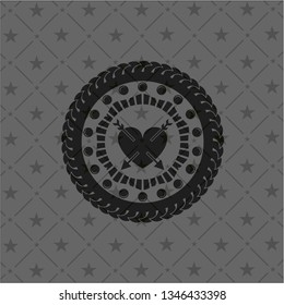 heart with two arrows icon inside black emblem