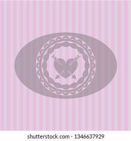 heart with two arrows icon inside pink icon or emblem