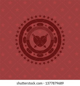 heart with two arrows icon inside red emblem