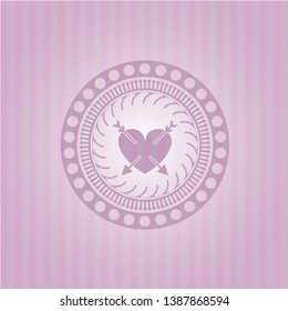 heart with two arrows icon inside badge with pink background