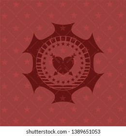 heart with two arrows icon inside badge with red background