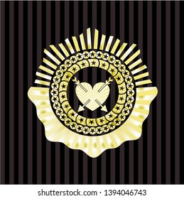 heart with two arrows icon inside gold badge