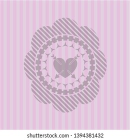 heart with two arrows icon inside retro style pink emblem