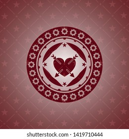 heart with two arrows icon inside red icon or emblem