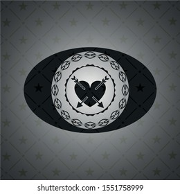 heart with two arrows icon inside dark badge