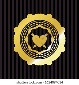 heart with two arrows icon inside shiny badge