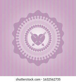 heart with two arrows icon inside realistic pink emblem