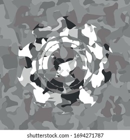 heart with two arrows icon inside grey camo emblem