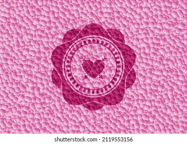 heart with two arrows icon inside pink emblem with bubbles background. Vintage. Vector Illustration. Detailed. 