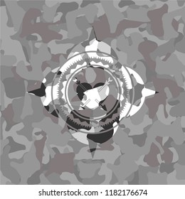 heart with two arrows icon on grey camouflage pattern