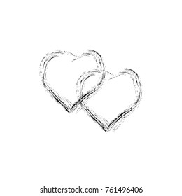 Heart two black ribbon on white background. Symbol linked, join, love, passion and wedding. Template for t shirt, apparel, card, poster, valentine day. Design element. Vector illustration