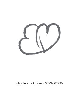Heart two black sign. Icon on white background. Romantic symbol linked, join, love, passion and wedding.