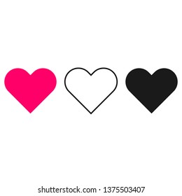 Heart in two different colors and outlined shape of Heart. Mini set