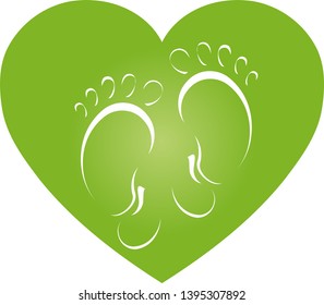 Heart and two feet logo