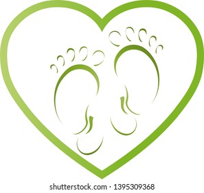Heart and two feet logo