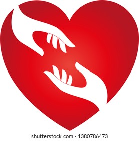 Heart and two hands logo