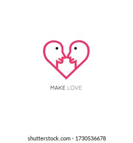 Heart of two human profiles - symbol of love and relationships - logo design template in vector.