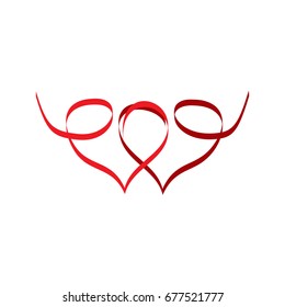 Heart two isolated. Romantic love isolated icon on white background. Colorful symbol of valentine day and love. Template for t shirt, apparel, card, poster. Design element. Vector illustration