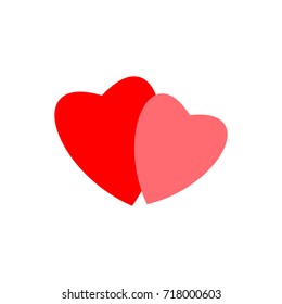 Heart two isolated. Sign on white background. Romantic symbol linked, join, love, passion and wedding. Template for t shirt, apparel, card, poster. Design element of valentine day. Vector illustration