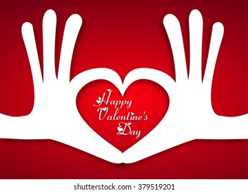 Heart of two linked hands - love concept