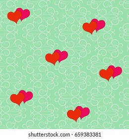 Heart two on rounded twig background. Fashion graphic background design. Modern stylish abstract texture. Colorful template for prints, textiles, wrapping, wallpaper, website. Vector illustration