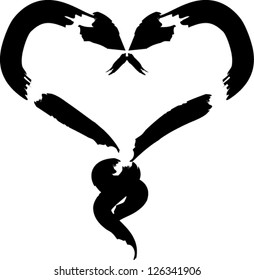 Heart of two snakes. Element for design Valentine's Day. Gothic style.