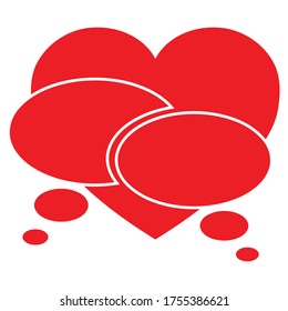 Heart and two speech bubbles, heart and people logo