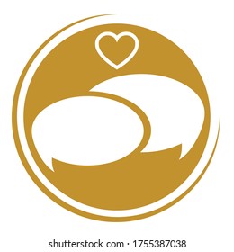 Heart and two speech bubbles, heart and people logo