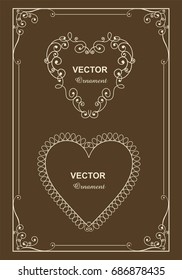 Heart type frame, Decorative ruling, decorating box, vintage, Earl Nouveau, vector data