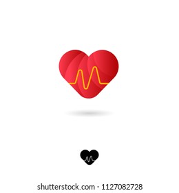 Heart, UI icon. Medical, health, cardiogram icon. Red heart with cardiogram on a white background. Web icon. 