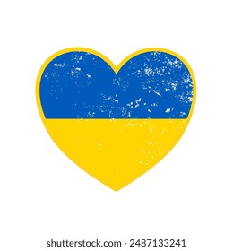 Heart with Ukraine flag with grunge effect. Love Ukraine- vector illustration
