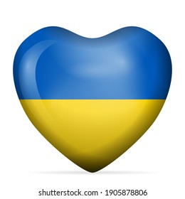 Heart Ukraine Flag On A White Background. Vector Illustration.