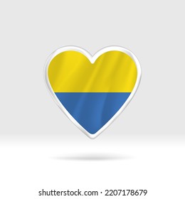 Heart from Ukraine flag. Silver button heart and flag template. Easy editing and vector in groups. National flag vector illustration on white background.
