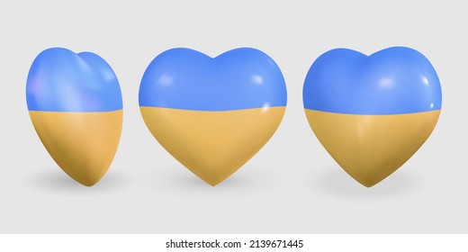 Heart with Ukraine flag. Support Ukraine sign. Heart icon with colors of Ukrainian flag. War in Ukraine concept. Vector illustration
