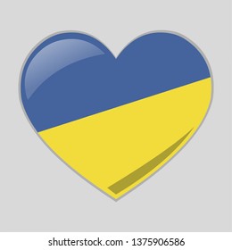 heart with ukraine  flag vector symbol illustration