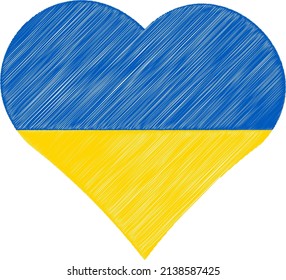 Heart Ukraine national yellow-blue colors flag