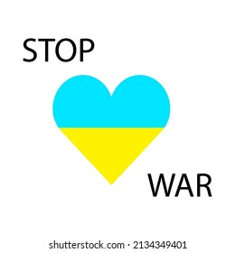 Heart ukraine stop war. National ukrainian flag. Stop war. Vector illustration. stock image. 