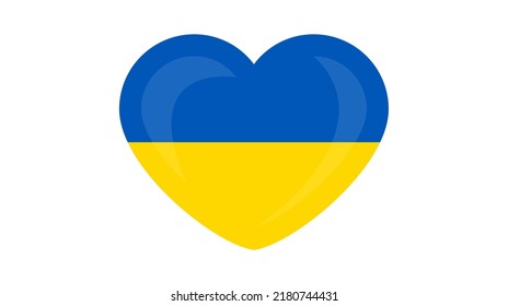 Heart in Ukrainian colors. Yellow and blue heart on white background. Vector illustration