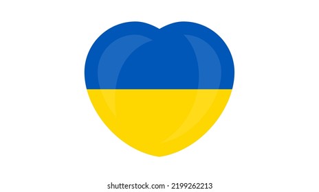 Heart in Ukrainian colors. Yellow and blue heart on white background. Vector illustration