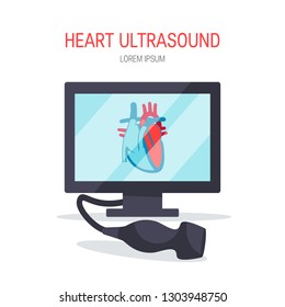 Heart ultrasound concept. Vector illustration for medical articles, posters, web banners etc. in flat style