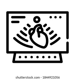 heart ultrasound line icon vector. heart ultrasound sign. isolated contour symbol black illustration