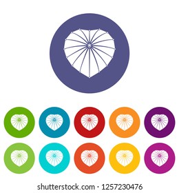 Heart umbrella icons color set vector for any web design on white background