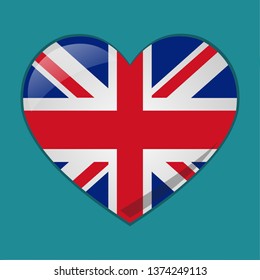 heart with united kingdom flag vector symbol illustration