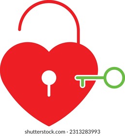 heart unlock lock key security Flat