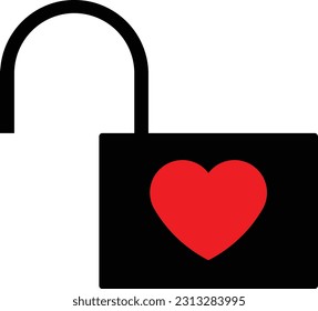heart unlock lock safety key Flat