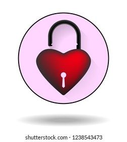 Heart unlocked icon, isolated on background, vector illustrations.