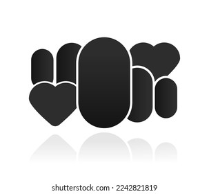 heart and upright form collage concept, Vector rectangular collage mosaic grid of pictures isolated on white