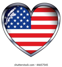 Heart with US flag texture isolated on a white background.